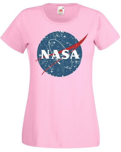 Youth Designz Vintage T-Shirt mit retro NASA Print - Pink