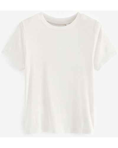 Next Superweiches, geripptes T-Shirt aus Lyocell (1-tlg) - Weiß