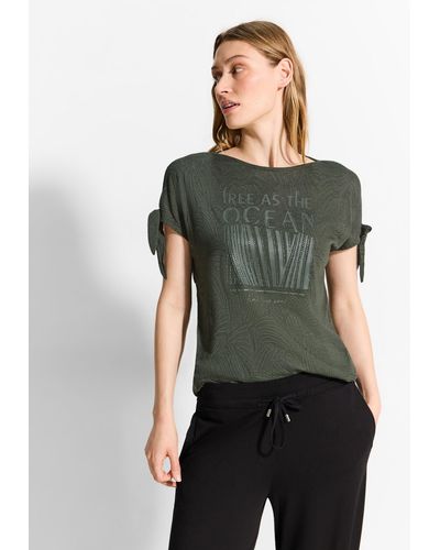Cecil T-Shirt mit Knotendetail - Grün