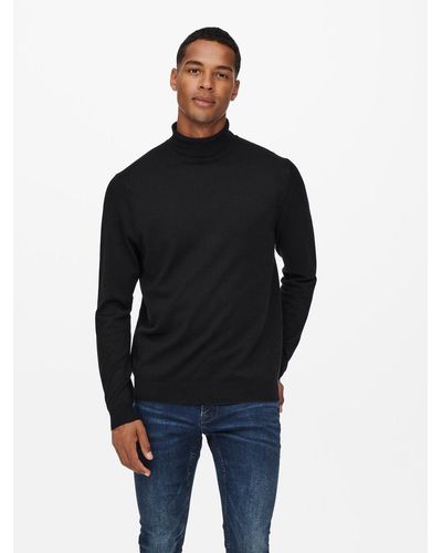 Only & Sons Strickpullover Polo Langarm Shirt Basic Pullover ONSWYLER 5619 in Schwarz