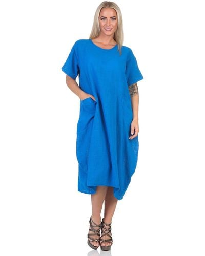Mississhop Sommerkleid Leicht und Lebendig – 100 % Baumwollkleid M.387 - Blau