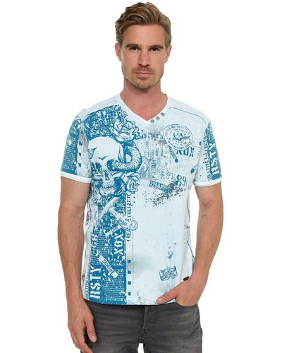 Rusty Neal T-Shirt mit coolem Allover-Print - Blau