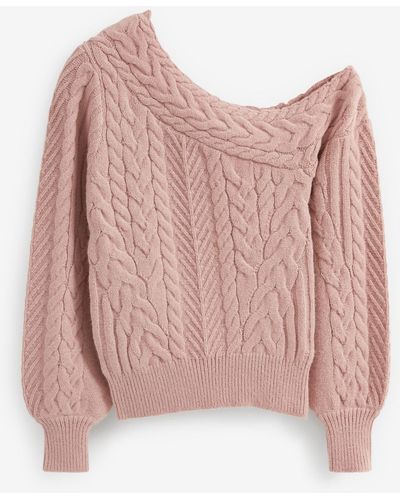 Next Carmenpullover One-Shoulder-Pullover mit Zopfmuster (1-tlg) - Pink