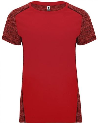 Roly Rundhalsshirt Zolder T-Shirt, Kombination aus zwei Polyestergeweben - Rot