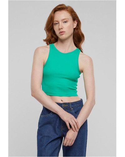 Urban Classics Shirttop Ladies Cropped Rib Top - Grün