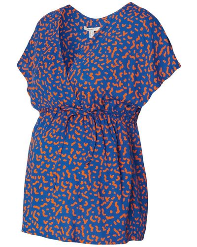 Esprit Maternity ESPRIT Umstandsbluse MATERNITY Bedruckte Bluse mit V-Ausschnitt - Blau