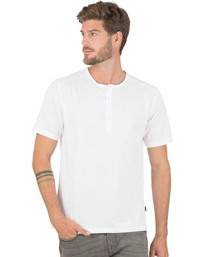 Trigema T-Shirt mit Knopfleiste DELUXE Baumwolle (1-tlg) - Weiß