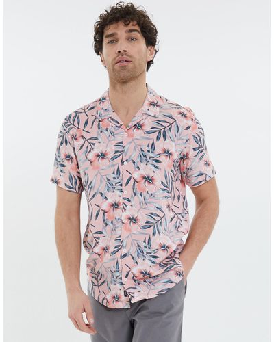 Threadbare Hawaiihemd THB Shirt S/Slv Atoll - Weiß