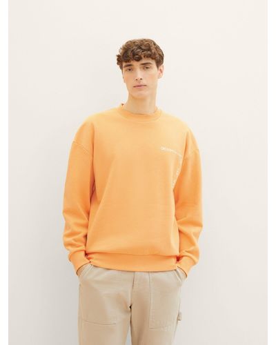 Tom Tailor Hoodie Relaxed Sweatshirt mit recyceltem Polyester - Orange
