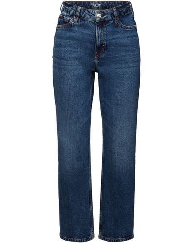 Esprit 7/8- Retro-Jeans mit gerader Passform und hohem Bund - Blau