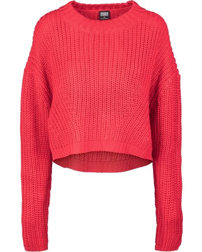 Urban Classics Rundhalspullover Ladies Wide Oversize Sweater (1-tlg) - Rot
