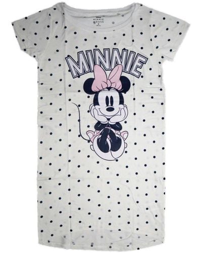 Disney Pyjamaoberteil Minnie Maus kurzarm Schlafshirt Nachthemd Gr. XS bis XL - Weiß