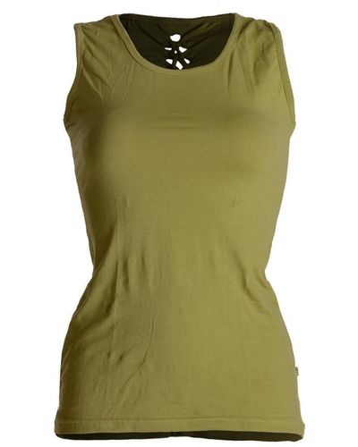 Vishes Tunikakleid Dehnbares mit Cutwork auf dem Rücken Hippie, Goa-Shirt, Sommer-Top - Grün