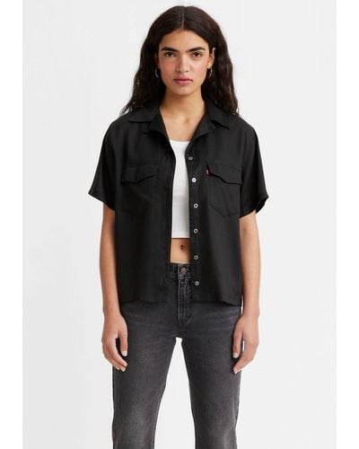 Levi's Levi's® Shirtbluse EMBER SS BOWLING SHIRT glänzender Satin - Schwarz