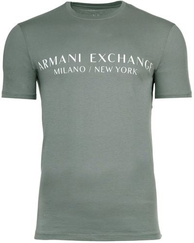 Armani Exchange T-Shirt - Schriftzug, Rundhals, Cotton - Grün