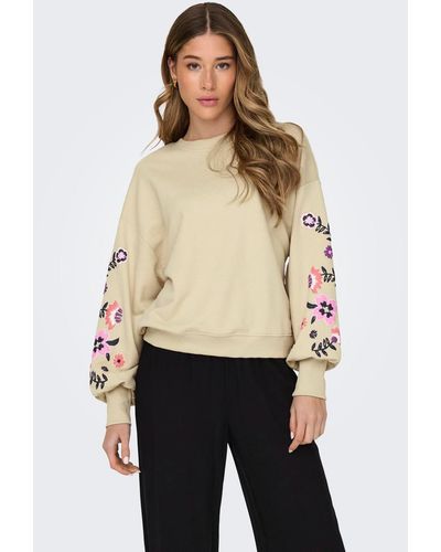 ONLY Sweatshirt ONLBROOKE L/S O-NECK FLOWER SWT - Natur