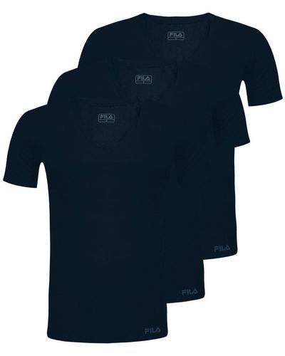 Fila T-Shirt 3er Pack V-Neck aus weichem Baumwolljersey - Blau