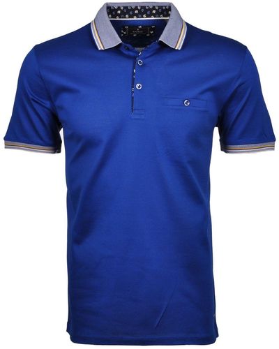RAGMAN Poloshirt uni mit Kontrastdetails, mercerisiert - Blau