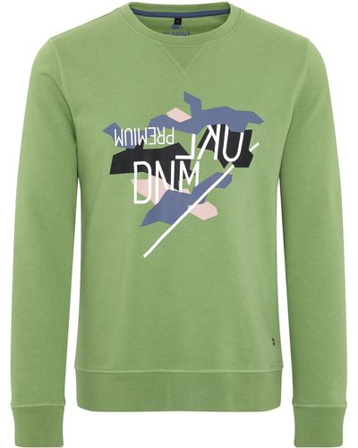 OKLAHOMA PREMIUM DENIM Sweatshirt mit Inside-Out-Nähten - Grün