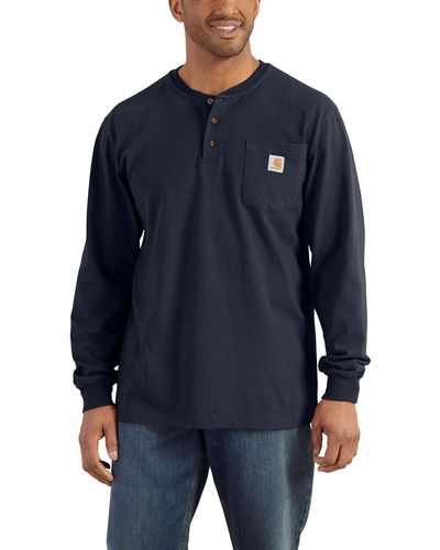 Carhartt Langarmshirt Loose Fit Heavyweight Long-Sleeve Pocket Henley T-Shirt Adult - Blau