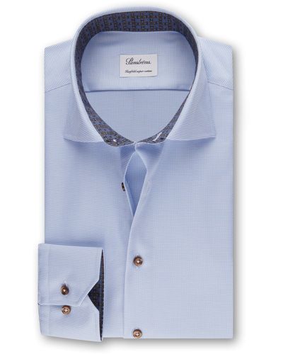 Stenströms Businesshemd Fitted Body Hemd mit Kontrastkragen - Blau