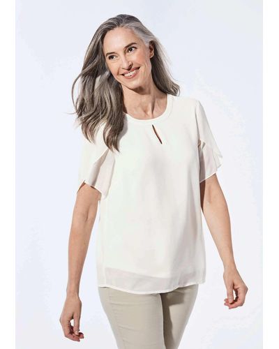Goldner Kurzarmbluse Kurzgröße: Bluse mit aufregender Ärmellösung - Weiß