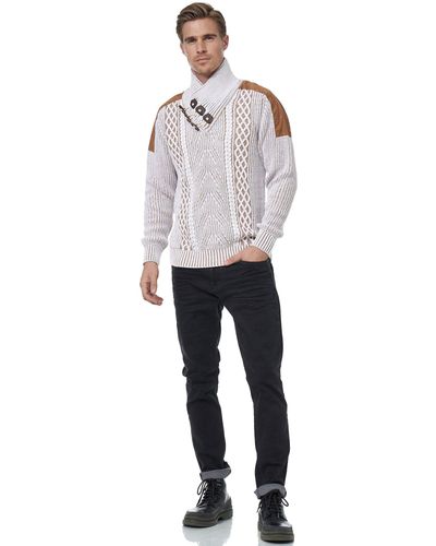 Rusty Neal Strickpullover mit trendigem Strickmuster - Weiß
