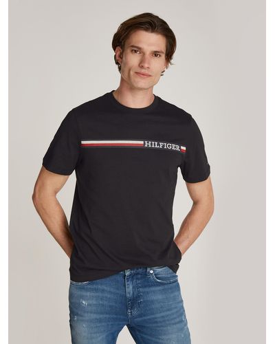 Tommy Hilfiger T-Shirt CHEST STRIPE TEE - Schwarz