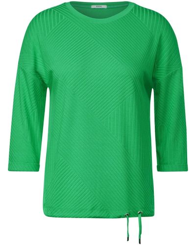 Cecil Kurzarmshirt TOS Structure Mix Shirt - Grün