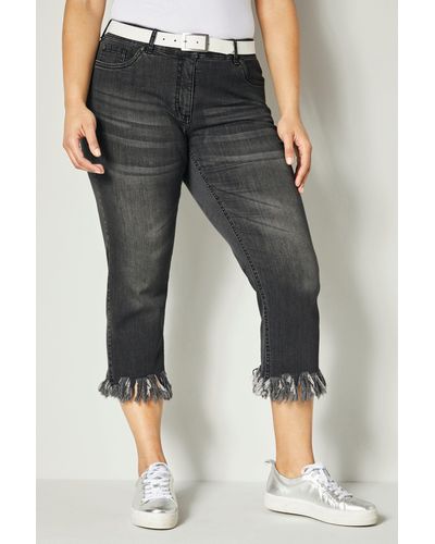 Angel of Style Regular-- 3/4-Jeans Slim Fit Fransensaum 5-Pocket - Grau