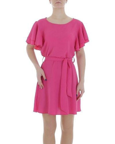 Ital-Design Sommerkleid Freizeit (86164383) Kreppoptik/gesmokt Minikleid in Pink