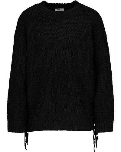 Replay Strickpullover Garment Dyed Cotton Jersey - Schwarz