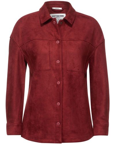 Cecil Jackenblazer Overshirt in Velours Optik - Rot