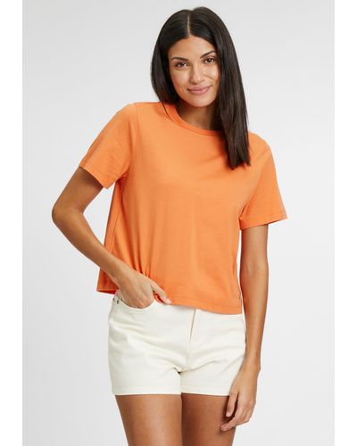 Tamaris T-Shirt mit Metalllabel - Orange