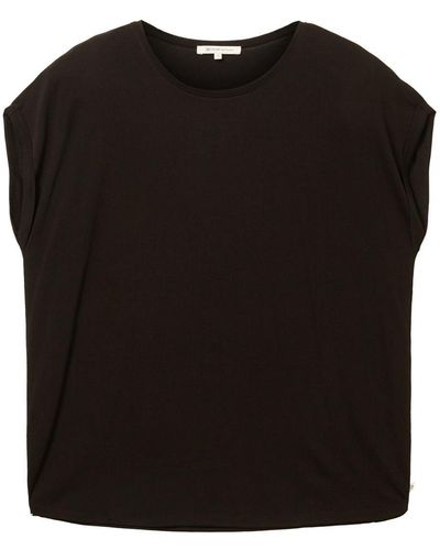 Tom Tailor T-Shirt FLUENT BASIC (1-tlg) aus Baumwolle - Schwarz