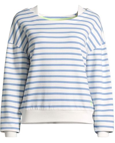 salzhaut Streifenpullover Pullover Sweater Laff mit Streifen und Boatneck-Ausschnitt - Blau