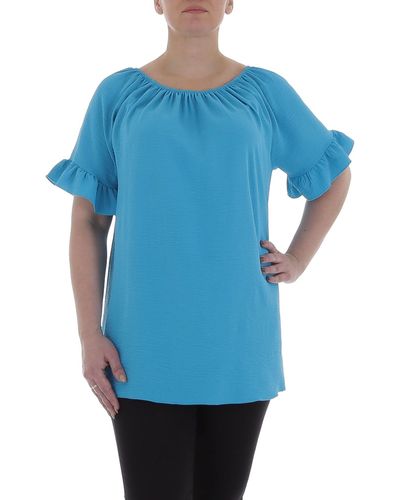 Ital-Design Kurzarmbluse Elegant Bluse in Blau