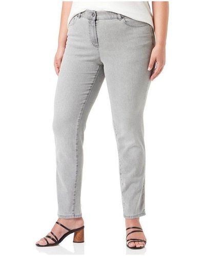 Samoon 5-Pocket-Jeans uni (1-tlg) - Grau