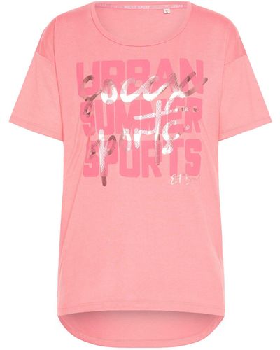 SOCCX Oversize-Shirt mit längerer Rückenpartie - Pink