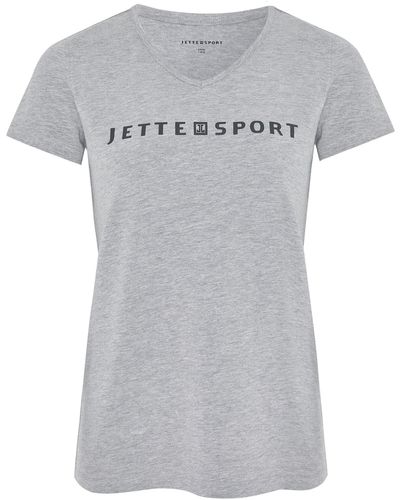 Jette Sport Print-Shirt mit Logo-Schriftzug - Grau