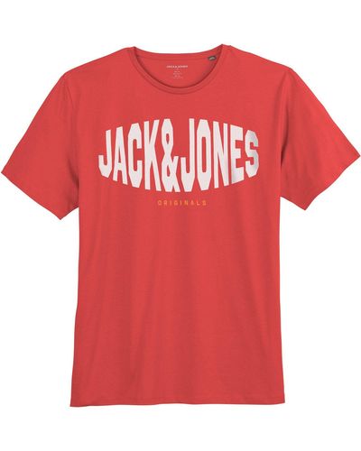 Jack & Jones & Rundhalsshirt Große Größen Logo T-Shirt rot JORMARQUE Jack&Jones