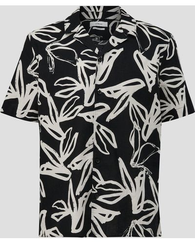 S.oliver Kurzarmhemd Hemd aus Leinenmix - Schwarz