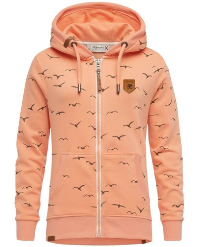 REPUBLIX Kapuzenpullover LOLA Hoodie Sweatshirt Pullover Zipper Jacke - Orange