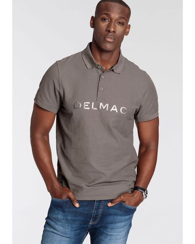 Delmao Poloshirt mit Print - Grau