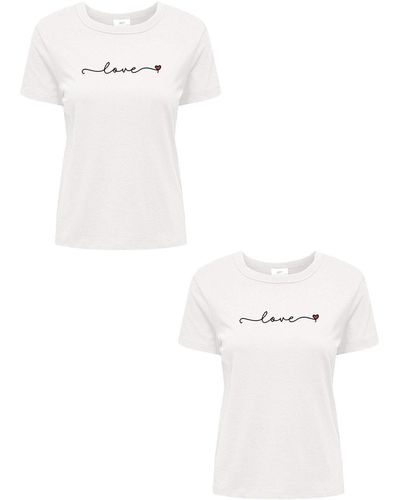 Jacqueline De Yong T-Shirt 2er Set Kurzarmshirt aus Baumwolle (-tlg) 7574 in Weiß-2