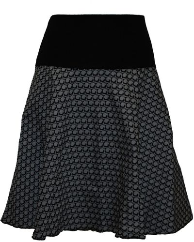 dunkle design A-Linien-Rock Bengalin Stretch 57cm Schwarz Weiß Grau Elastischer Bund