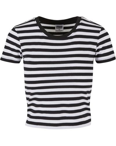 Urban Classics T-Shirt Ladies Short Striped Tee (1-tlg) - Schwarz