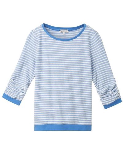 Tom Tailor Denim Blusenshirt striped poplin shirt in Blau | Lyst DE