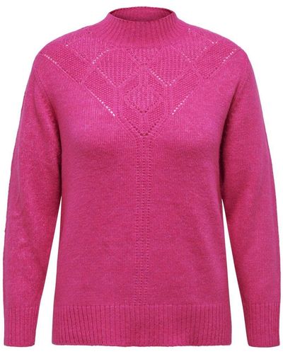 Only Carmakoma Sweatshirt CARALLIE LIFE LS HIGHNECK CC KNT - Pink