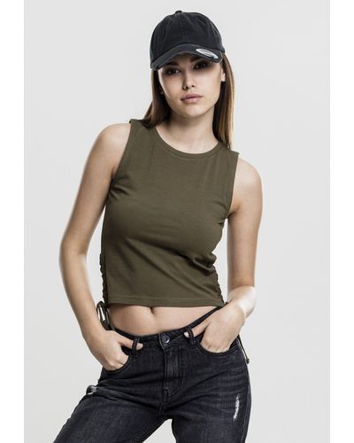 Urban Classics Muskelshirt Ladies Lace Up Cropped Top (1-tlg) - Grün